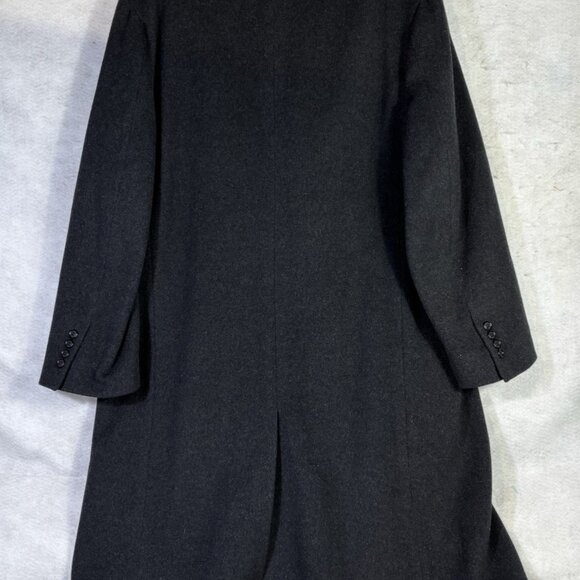 Bill Blass Mens Dress Wool Overcoat 42S Black Trench Top Coat K1230 - Picture 2 of 10
